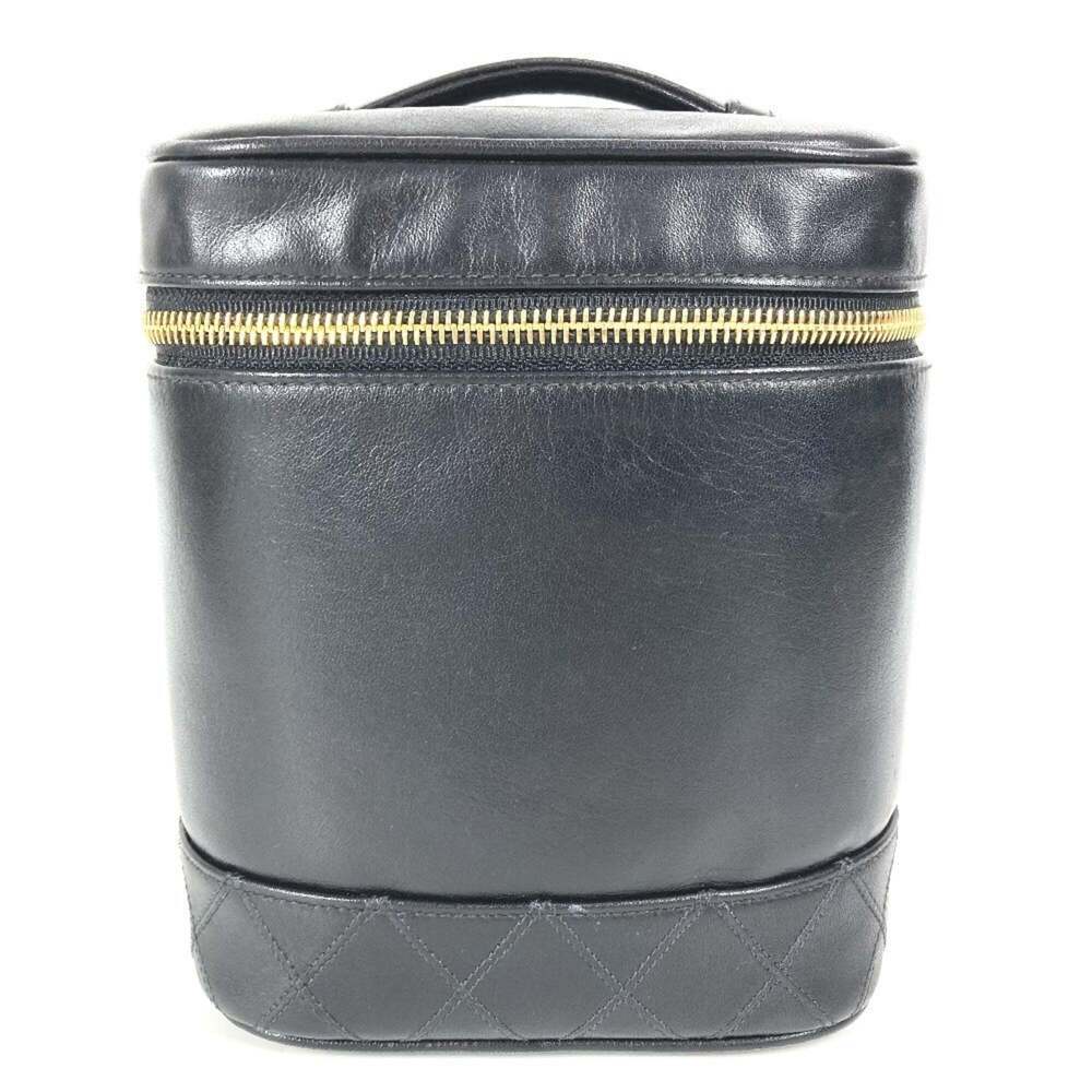 CHANEL Black Leather Logo Pouch
